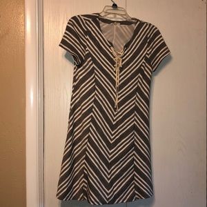 Entro Gray and White Striped Dress